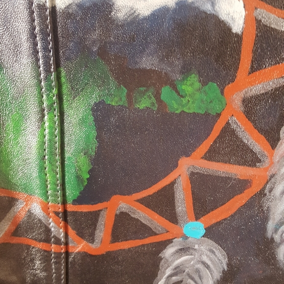 Hand painted leather vest - Picture 4 of 7